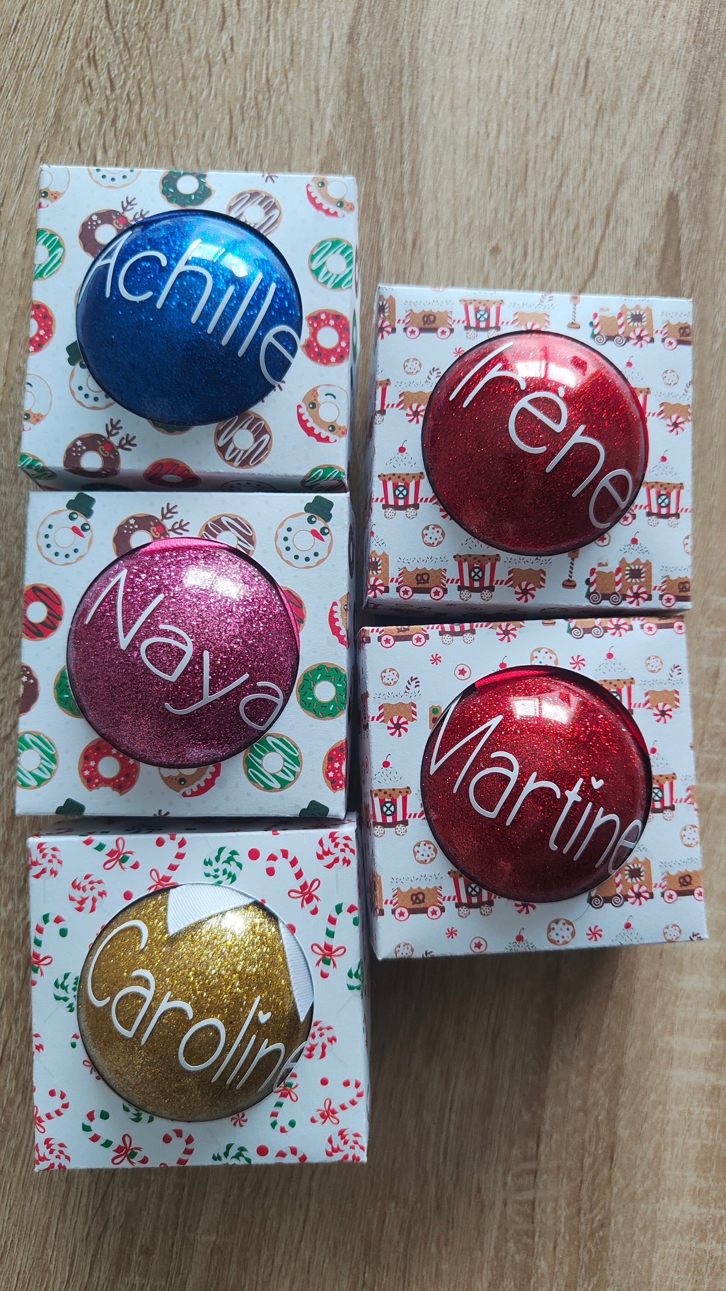 Boule de noël paillettes personnalisée