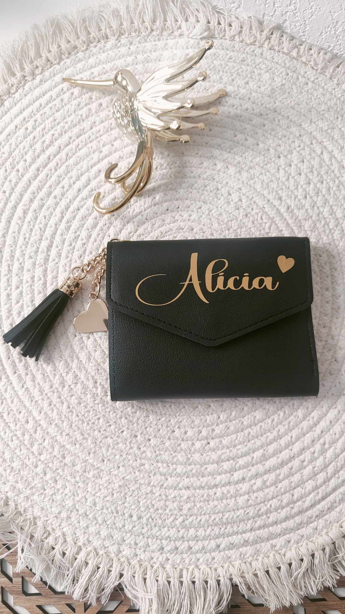 Petit portefeuille personnalisé avec prénom - Cadeau élégant pour femme