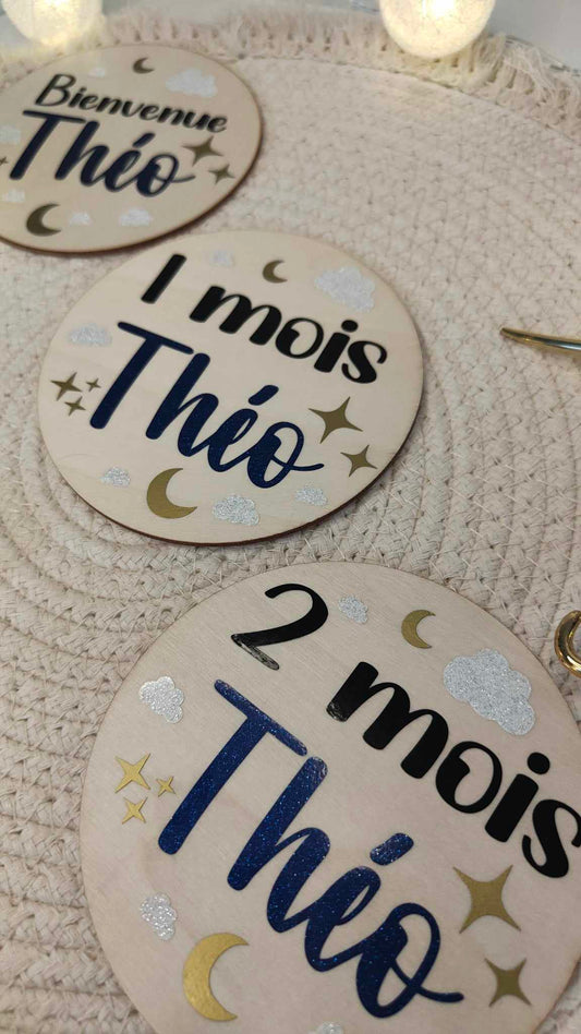Cartes étapes de la naissance à 1 an Thème NUIT