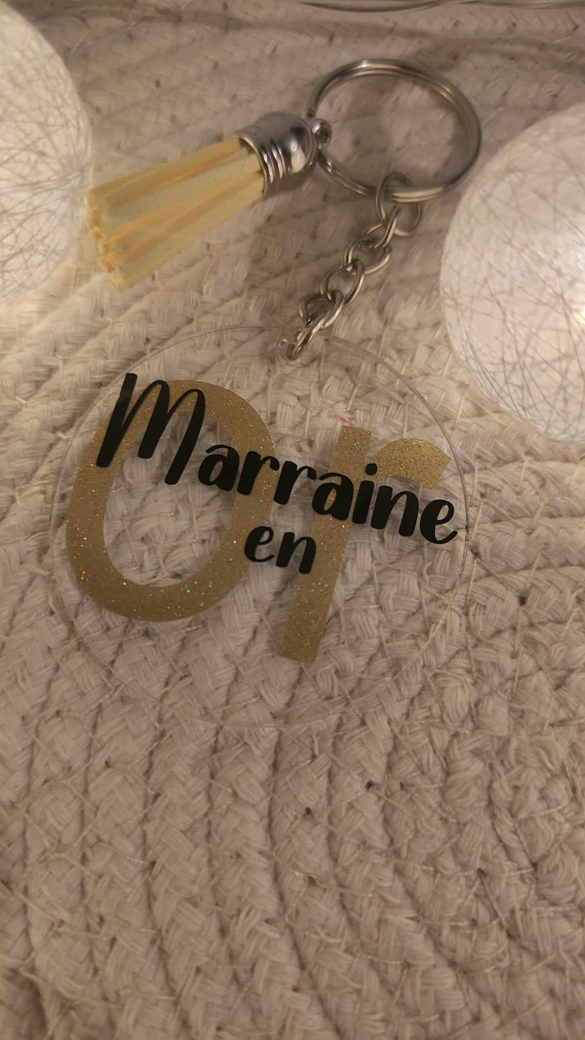 PORTE CLES "MARRAINE" en OR