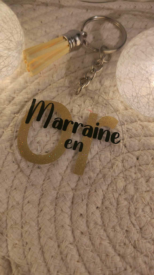 PORTE CLES "MARRAINE" en OR