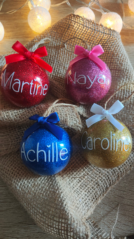 Boule de noël paillettes personnalisée